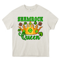 Cream shamrock queen crown leopard glitter Heavy Core Tee - Artiststas