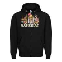 Black game day baseball leopard Zipper Hoodie - HowdyJamesFarm