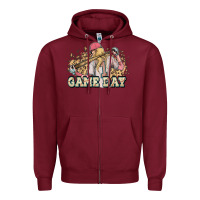 Burgundy game day baseball leopard Zipper Hoodie - HowdyJamesFarm