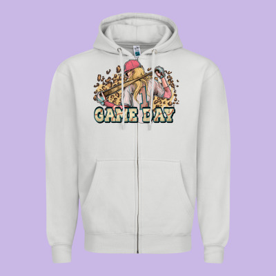 Game Day Baseball Leopard Zipper Hoodie Designed By Howdyjamesfarm