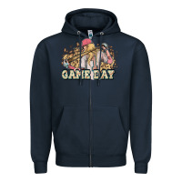 Navy game day baseball leopard Zipper Hoodie - HowdyJamesFarm
