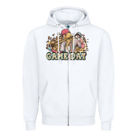 White game day baseball leopard Zipper Hoodie - HowdyJamesFarm