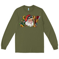 Army Green santa joy with sunflowers Long Sleeve Tee - RanaPortraitStore