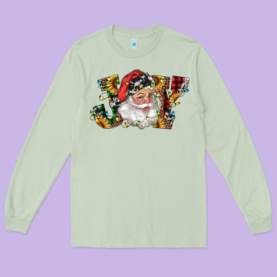 Santa Joy With Sunflowers Long Sleeve Tee Designed By Ranaportraitstore