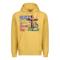 Antique Gold Oh how he loves us Easter Day Premium Hoodie - CowGirlArtShop