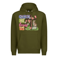 Army Green Oh how he loves us Easter Day Premium Hoodie - CowGirlArtShop