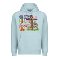 Blue Mist Oh how he loves us Easter Day Premium Hoodie - CowGirlArtShop