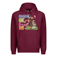 Burgundy Oh how he loves us Easter Day Premium Hoodie - CowGirlArtShop