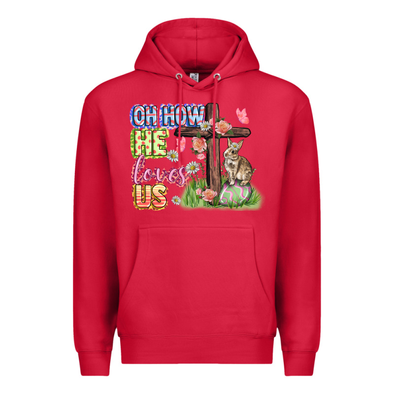 Oh How He Loves Us Easter Day Premium Hoodie by CowGirlArtShop | Teevron