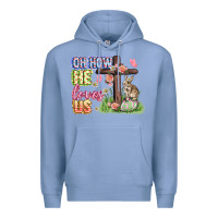 Colony Blue Oh how he loves us Easter Day Premium Hoodie - CowGirlArtShop