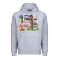 Heather Grey Oh how he loves us Easter Day Premium Hoodie - CowGirlArtShop