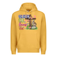 Mustard Oh how he loves us Easter Day Premium Hoodie - CowGirlArtShop