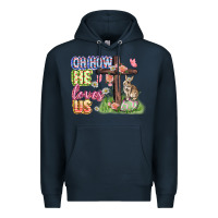 Navy Oh how he loves us Easter Day Premium Hoodie - CowGirlArtShop