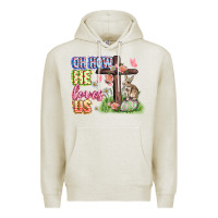 Oatmeal Heather Oh how he loves us Easter Day Premium Hoodie - CowGirlArtShop
