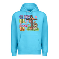 Ocean Blue Oh how he loves us Easter Day Premium Hoodie - CowGirlArtShop