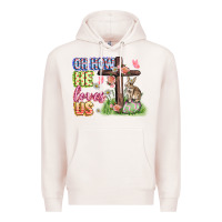 Pale Pink Oh how he loves us Easter Day Premium Hoodie - CowGirlArtShop