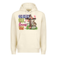 Sandshell Oh how he loves us Easter Day Premium Hoodie - CowGirlArtShop