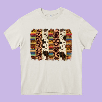 Serape Sunflower Cowhide Leopard Brushstroke Heavy Core Tee Designed By Adodesignshop