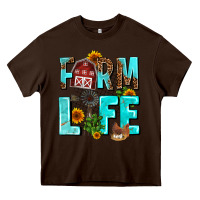 Chocolate Brown farm life Heavy Core Tee - AdoDesignShop