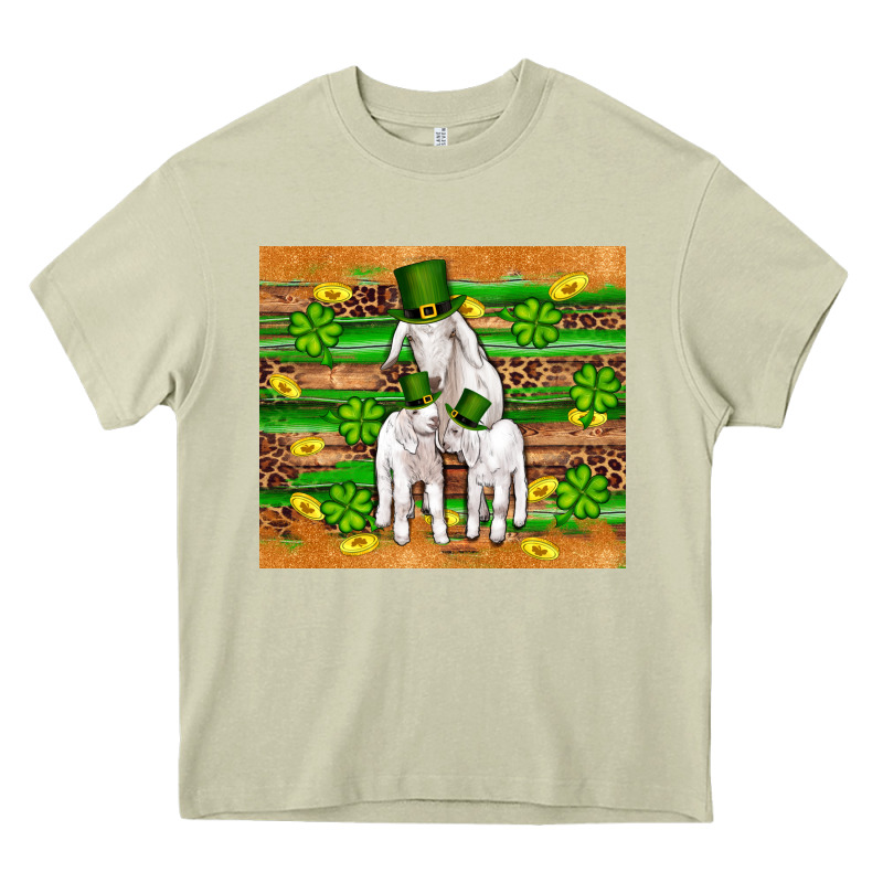 St Patricks Goat Family Shamrock Gold Serape Leopard Glitter Wooden Tu Heavy Core Tee by Artiststas | Teevron