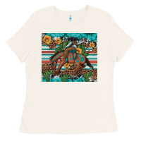 Bone bucking bronco cowboy rodeo cactus and sunflowers Ladies Tee - Artiststas