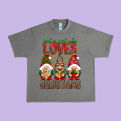 Just A Girl Who Loves Christmas Urban Heavy Tee Designed By Nancycooperartshop