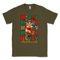 Army Green merry christmas reindeer Classic Tee - MaliasSmallBusiness