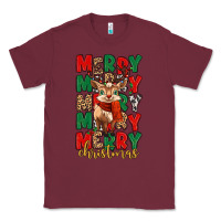 Burgundy merry christmas reindeer Classic Tee - MaliasSmallBusiness