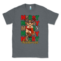 Charcoal Heather merry christmas reindeer Classic Tee - MaliasSmallBusiness