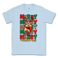 Dusty Blue merry christmas reindeer Classic Tee - MaliasSmallBusiness