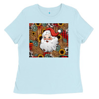 Baby Blue western santa claus Ladies Tee - Jasminsmagicworld