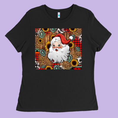 Western Santa Claus Ladies Tee Designed By Jasminsmagicworld