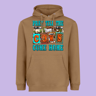 Pray Till The Cows Come Home Olivia Heavyweight Hoodie Designed By Oliviacreatesart