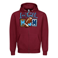 Burgundy Football mom blue team color Zipper Hoodie - HowdyJamesFarm