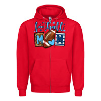Red Football mom blue team color Zipper Hoodie - HowdyJamesFarm