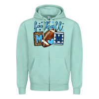 Seafoam Football mom blue team color Zipper Hoodie - HowdyJamesFarm