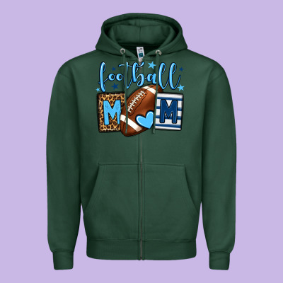 Football Mom Blue Team Color Zipper Hoodie Designed By Howdyjamesfarm