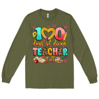 Army Green 100 days of doing teacher stuff Long Sleeve Tee - Artiststas