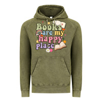 Vintage Olive books are my happy place Vintage Hoodie - MaliasSmallBusiness