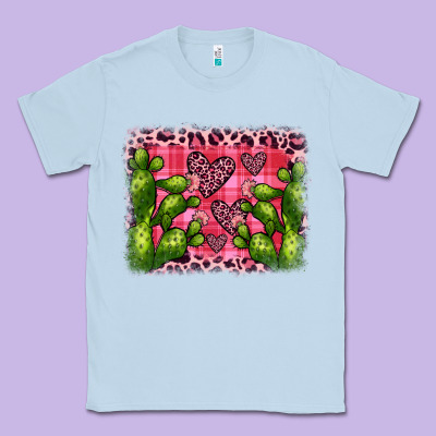 Valentine's Day Cactus Background Classic Tee Designed By Jahusdesignshop