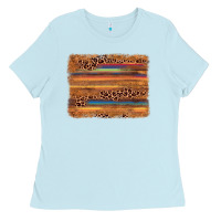 Baby Blue leopard serape background Ladies Tee - AdoDesignShop