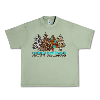 Oil Green Happy Holidays Trees Urban Heavy Tee - MaliasSmallBusiness