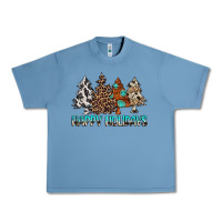 Pebble Blue Happy Holidays Trees Urban Heavy Tee - MaliasSmallBusiness