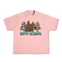 Salmon Happy Holidays Trees Urban Heavy Tee - MaliasSmallBusiness