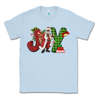 Dusty Blue Joy Black Santa Classic Tee - MaliasSmallBusiness