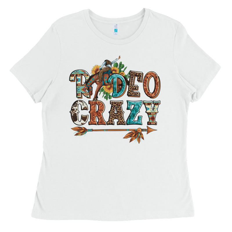 Rodeo Crazy Bucking Bronco Cowboy Ladies Tee by Artiststas | Teevron