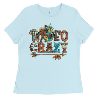 Baby Blue rodeo crazy bucking bronco cowboy Ladies Tee - Artiststas