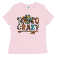 Bubblegum Pink rodeo crazy bucking bronco cowboy Ladies Tee - Artiststas