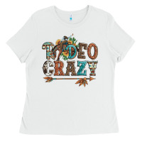 White rodeo crazy bucking bronco cowboy Ladies Tee - Artiststas