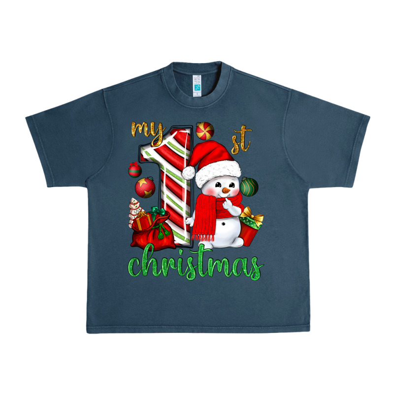 My 1st. Christmas With Cute Snowman Urban Heavy Tee by NancyCooperArtShop | Teevron